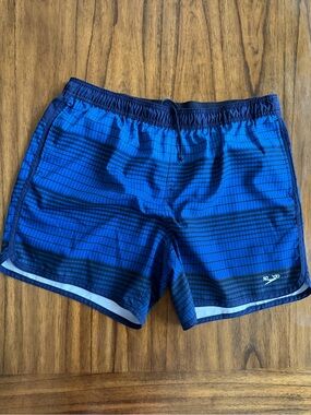Speedo Black Athletic Swim Shorts with White Logo. J039